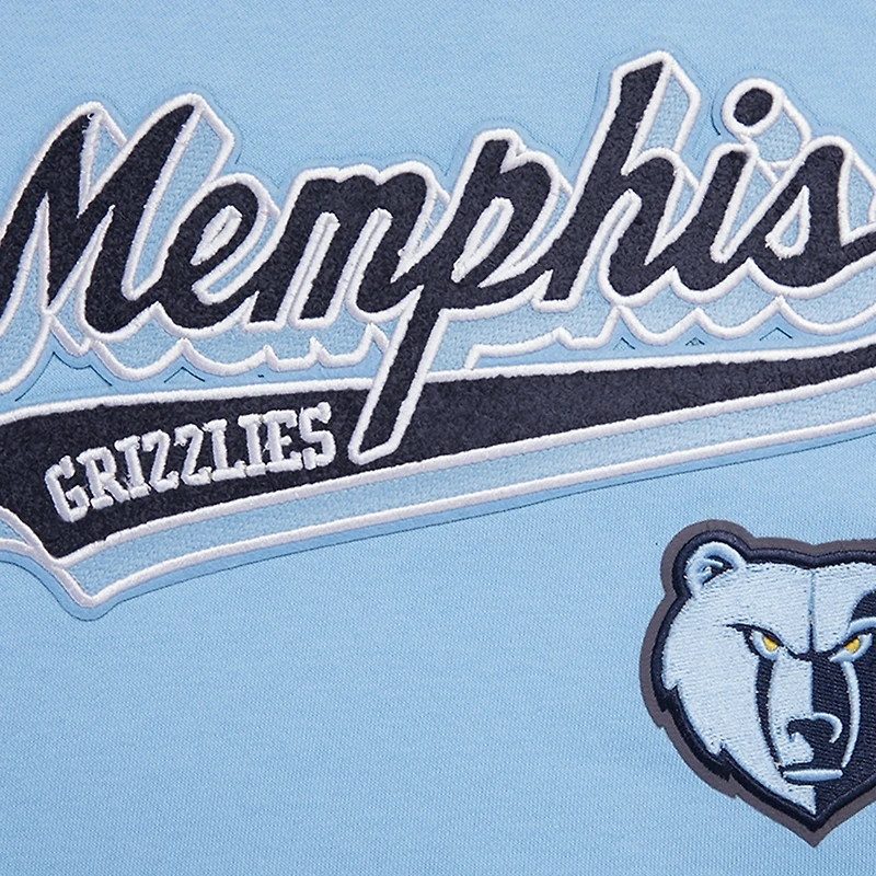Women's Pro Standard Light Blue Memphis Grizzlies Script Tail Cropped Pullover Hoodie