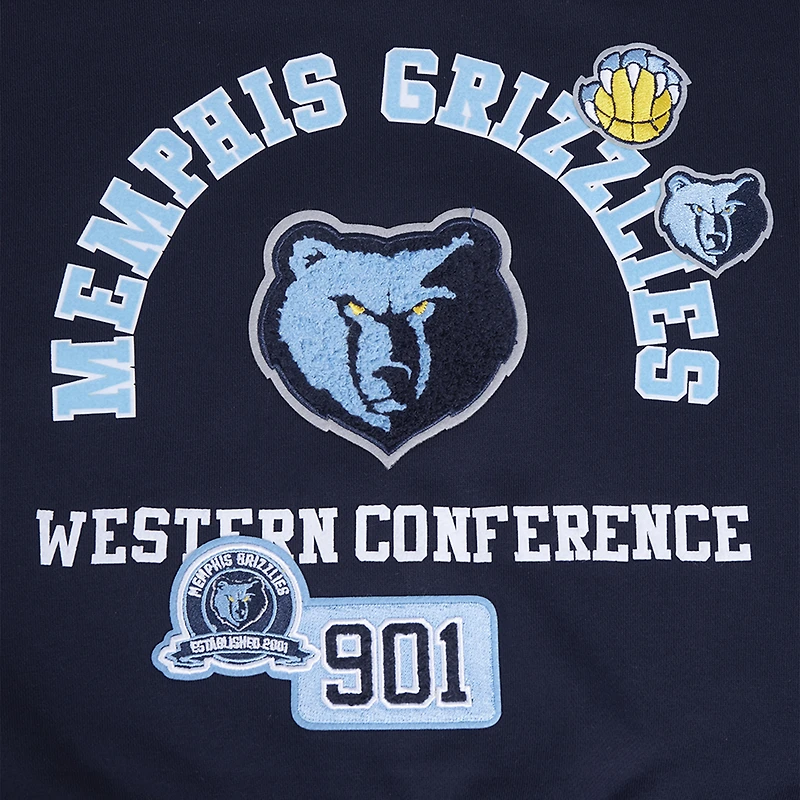 Sweat-shirt court Pro Standard bleu marine pour femme avec code régional des Memphis Grizzlies