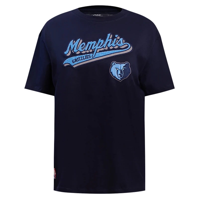 Women's Pro Standard Navy Memphis Grizzlies Script Boyfriend T-Shirt