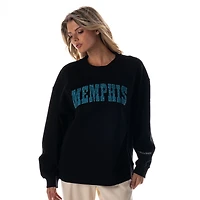 Women's The Wild Collective  Black Memphis Grizzlies Rock Crystal Oversized Sweatshirt