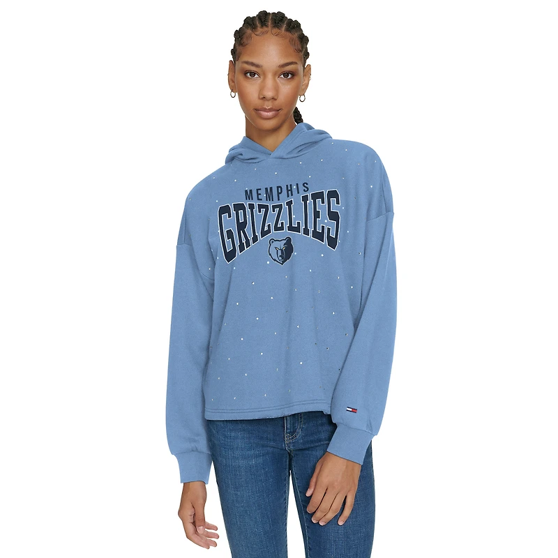 Sweat à capuche court bleu clair Tommy Jeans Memphis Grizzlies Stella pour femme