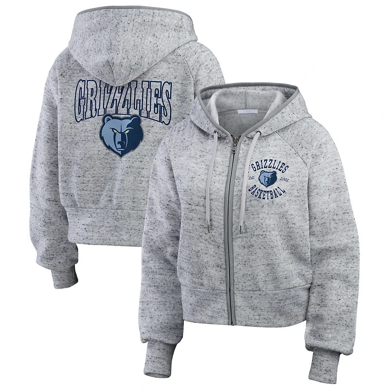 Sweat à capuche zippé Speckled Radiator pour femme WEAR by Erin Andrews Heather Grey Memphis Grizzlies