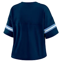 Women's WEAR by Erin Andrews Navy Memphis Grizzlies Plus Color Block Boxy V-Neck T-Shirt