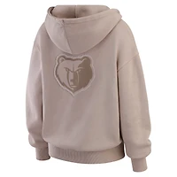 Women's WEAR by Erin Andrews  Tan Memphis Grizzlies Washed Pullover Crewdie