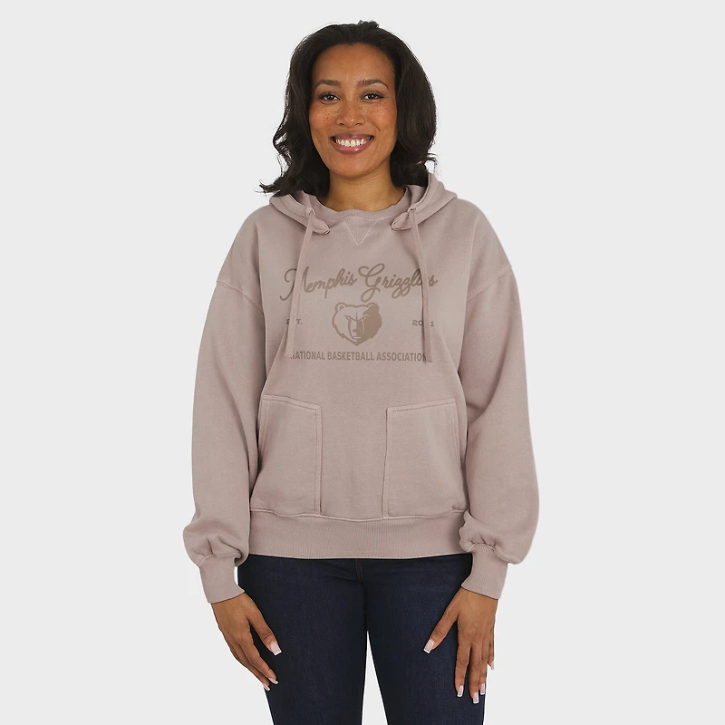 Women's WEAR by Erin Andrews  Tan Memphis Grizzlies Washed Pullover Crewdie