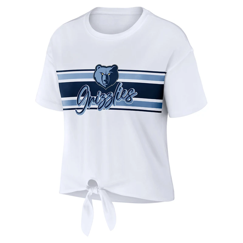 Women's WEAR by Erin Andrews White Memphis Grizzlies Tie-Front T-Shirt