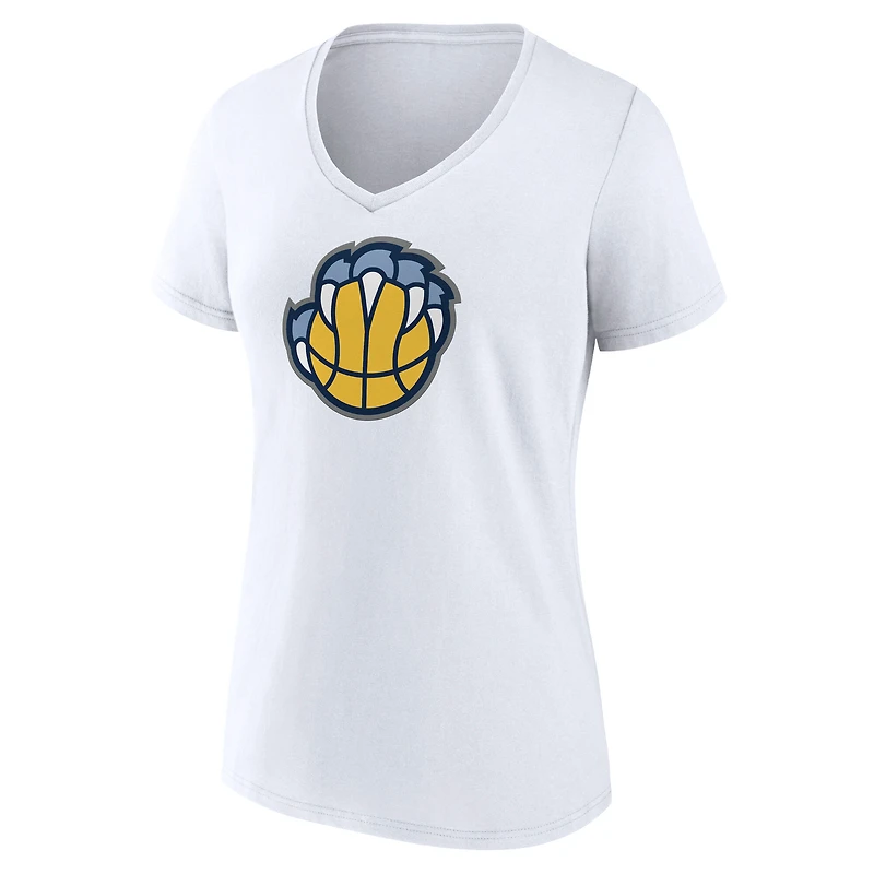 Women's White Memphis Grizzlies Alternate Logo V-Neck T-Shirt