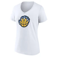 Women's  White Memphis Grizzlies Alternate Logo V-Neck T-Shirt