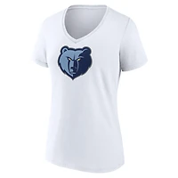 Women's  White Memphis Grizzlies Primary Logo V-Neck T-Shirt
