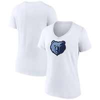 Women's  White Memphis Grizzlies Primary Logo V-Neck T-Shirt