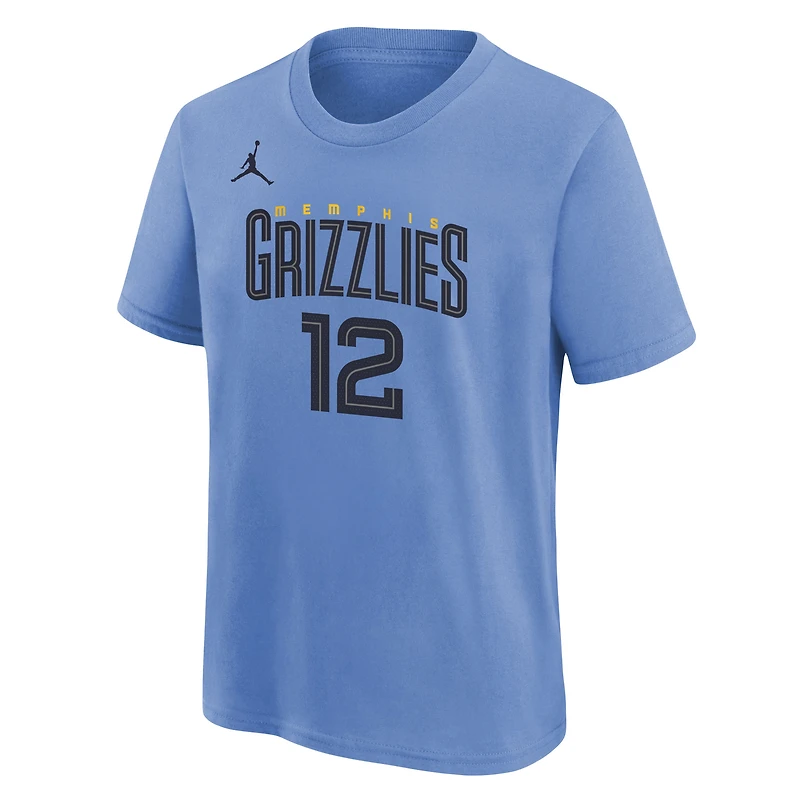 Jordan Brand Ja Morant Bleu clair Memphis Grizzlies Statement Edition T-shirt joueur avec nom et numéro