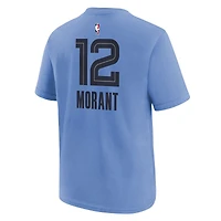 Jordan Brand Ja Morant Bleu clair Memphis Grizzlies Statement Edition T-shirt joueur avec nom et numéro