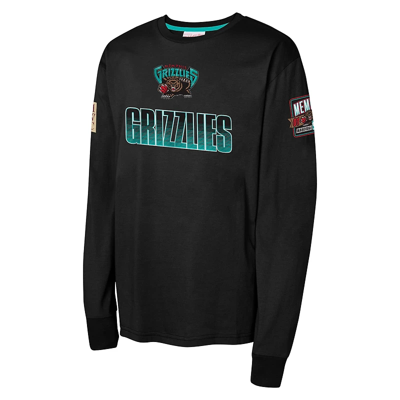 T-shirt à manches longues noir Mitchell & Ness pour jeunes Memphis Grizzlies Hardwood Classics