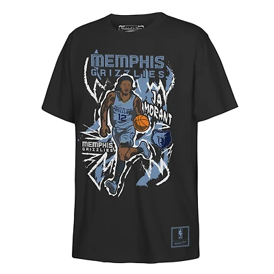 Youth Mitchell & Ness Ja Morant Black Memphis Grizzlies Chalked Up Player T-Shirt