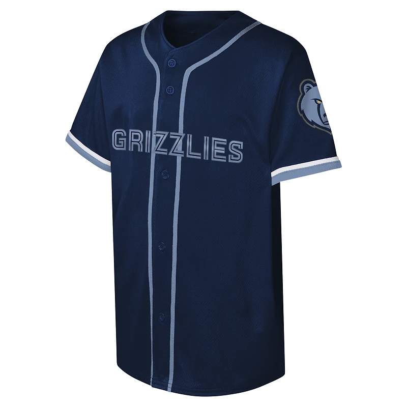 Maillot de baseball à boutons complets Memphis Grizzlies bleu marine pour jeunes