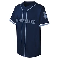 Youth Navy Memphis Grizzlies Stitch Full-Button Baseball  Jersey