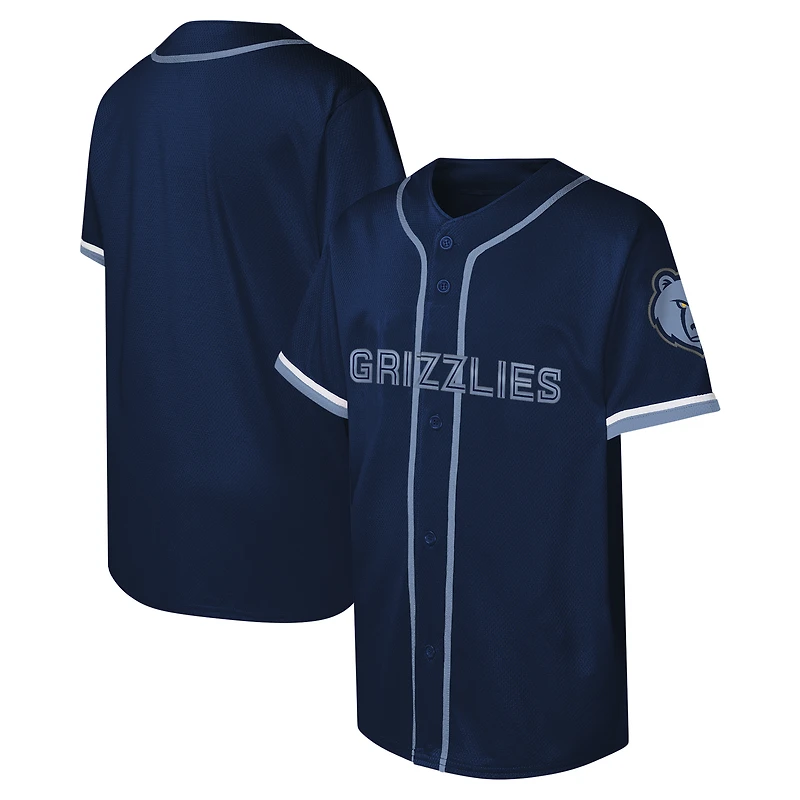 Maillot de baseball à boutons complets Memphis Grizzlies bleu marine pour jeunes
