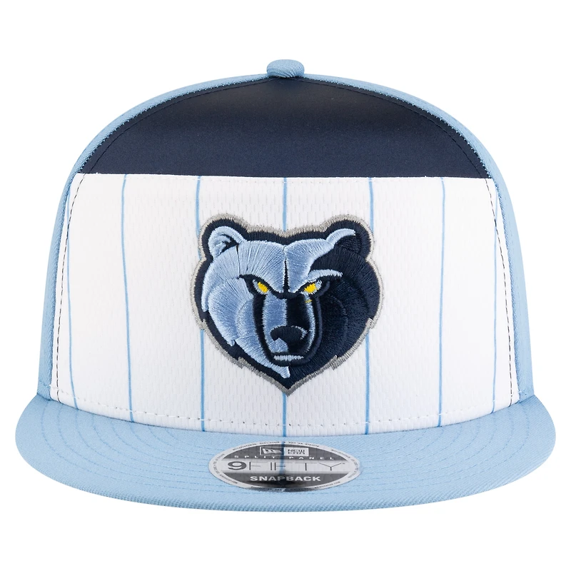 Youth New Era  White/Light Blue Memphis Grizzlies 2025 NBA Tip Off Split Panel 9FIFTY Snapback Hat