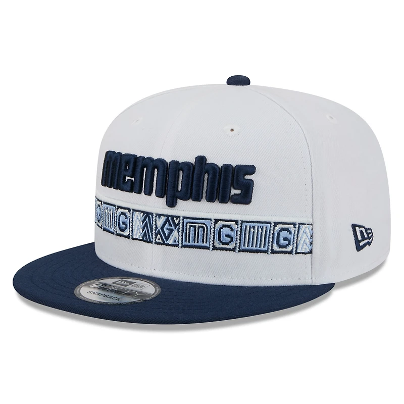 Youth New Era White/Navy Memphis Grizzlies 2025/26 City Edition 9FIFTY Snapback Hat