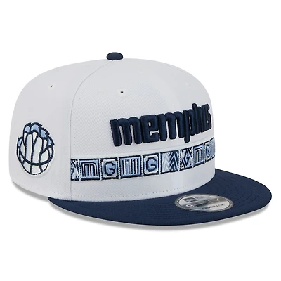 Youth New Era White/Navy Memphis Grizzlies 2025/26 City Edition 9FIFTY Snapback Hat