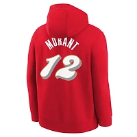 Sweat à capuche Nike Ja Morant pour jeune Memphis Grizzlies 2024/25 City Edition avec nom et numéro Rouge