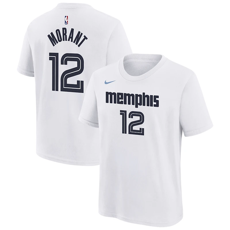 T-shirt Nike Ja Morant blanc Memphis Grizzlies édition City 2025/26 pour jeunes, nom et numéro