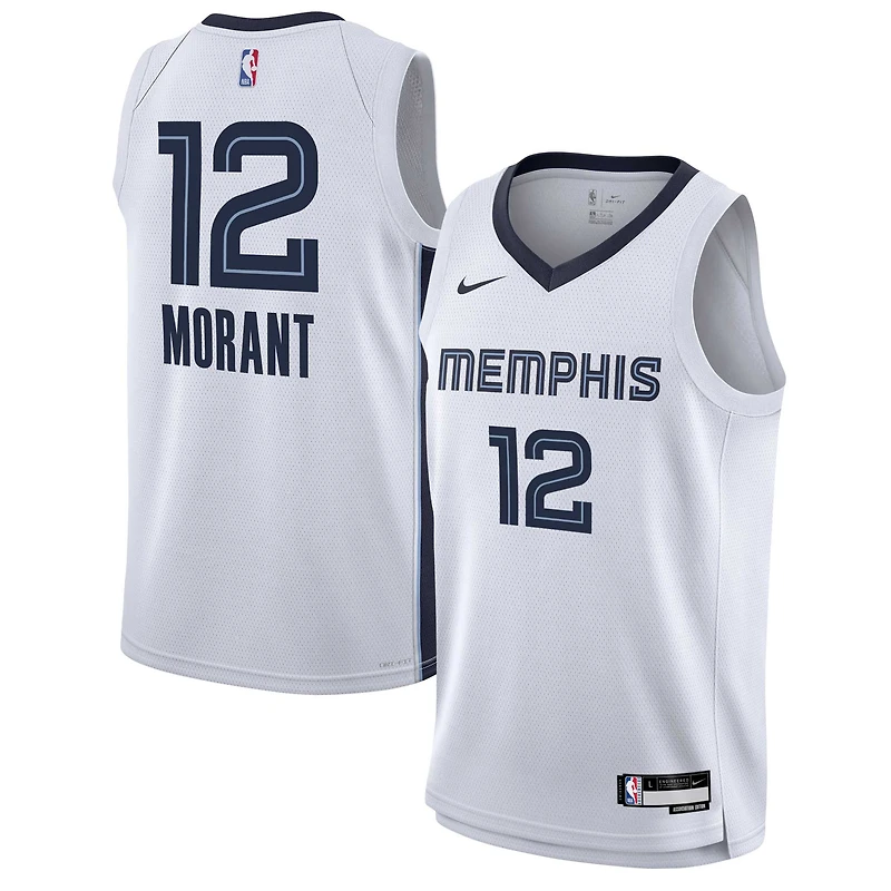 Maillot Nike Ja Morant blanc Memphis Grizzlies Swingman pour jeune - Édition Association