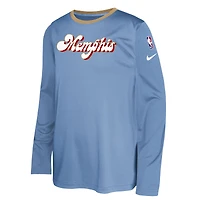 T-shirt de tir à manches longues Nike bleu clair Memphis Grizzlies 2024/25 City Edition pour jeunes