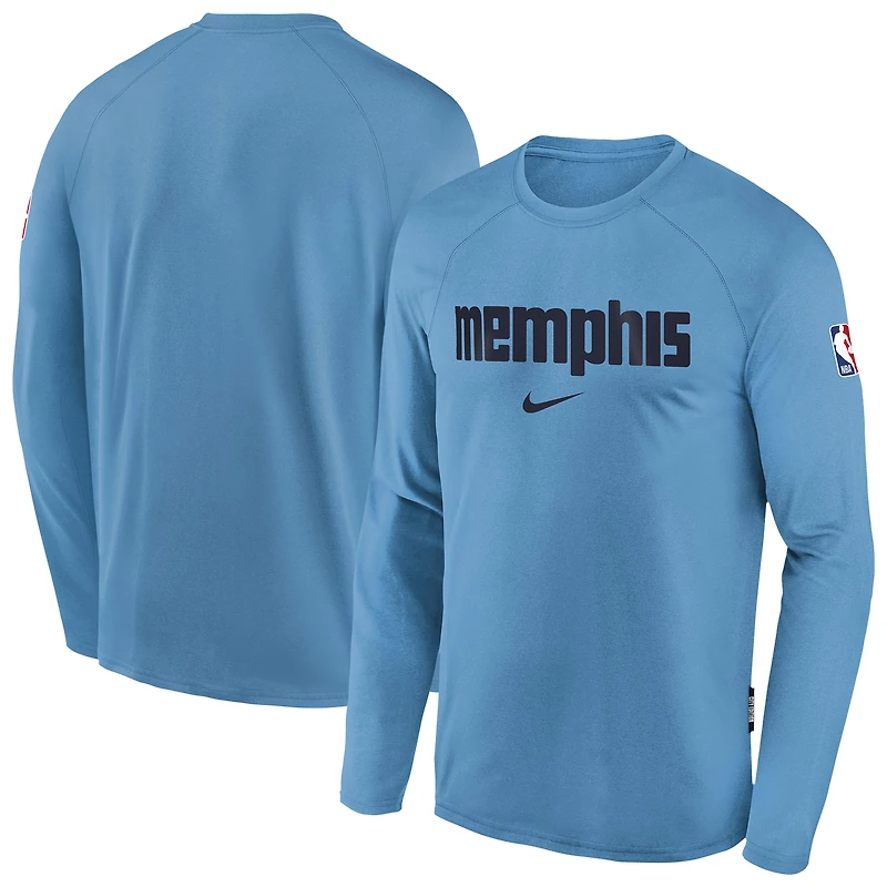 Youth Nike Light Blue Memphis Grizzlies 2025/26 City Edition Dri-Fit Long Sleeve Game Top