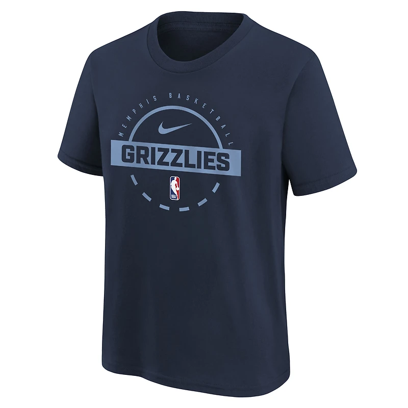 T-shirt d'entraînement Nike bleu marine pour jeunes des Memphis Grizzlies
