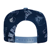 Casquette snapback Youth Outerstuff bleu marine Memphis Grizzlies Street Hooper à imprimé intégral