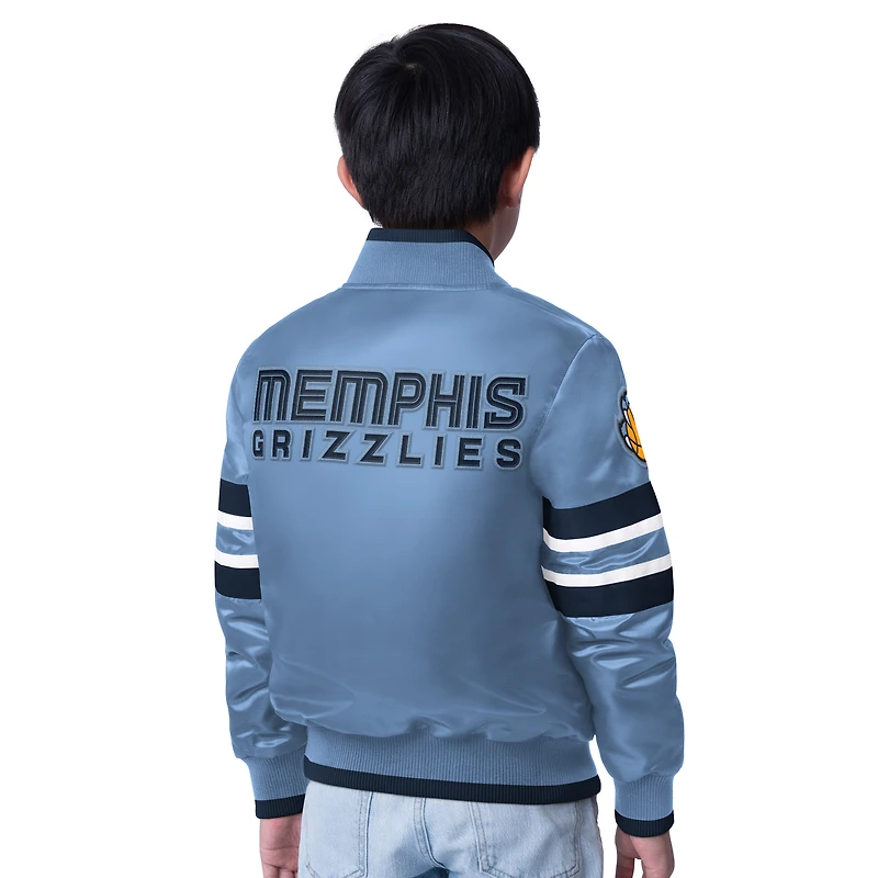 Veste de démarrage pour jeunes bleu clair Memphis Grizzlies Scout Varsity à boutons-pression