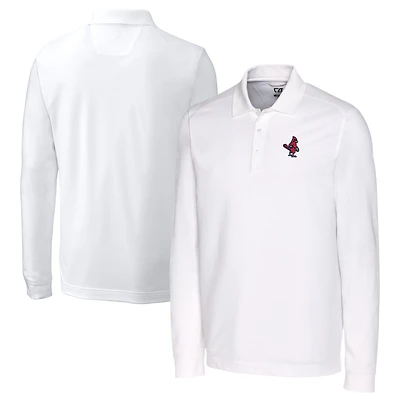 Men's Cutter & Buck  White Memphis Redbirds Advantage Tri-Blend Pique Big Tall Long Sleeve Polo