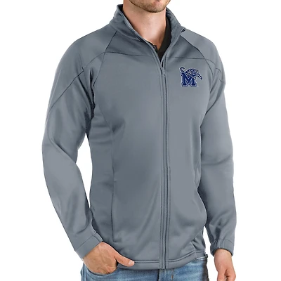 Men's Antigua Steel Memphis Tigers Links Full-Zip Golf Jacket