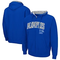 Sweat à capuche entièrement zippé Colosseum Royal Memphis Tigers Arch & Logo pour homme