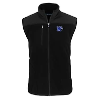 Men's Cutter & Buck  Black Memphis Tigers Big Tall Cascade Eco Sherpa Fleece Full-Zip Vest