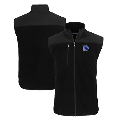 Men's Cutter & Buck  Black Memphis Tigers Big Tall Cascade Eco Sherpa Fleece Full-Zip Vest