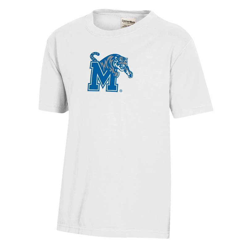 Youth  White Memphis Tigers Logo Comfort Wash T-Shirt