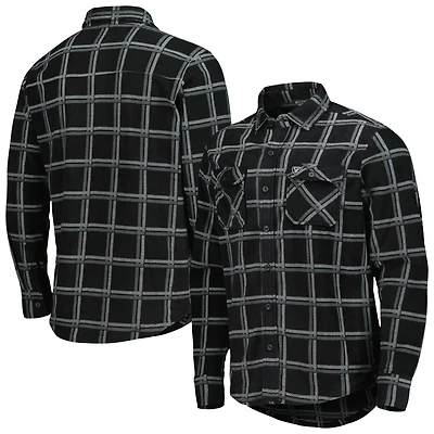 Men's Antigua Black Las Vegas Raiders Industry Flannel Button-Up Shirt Jacket