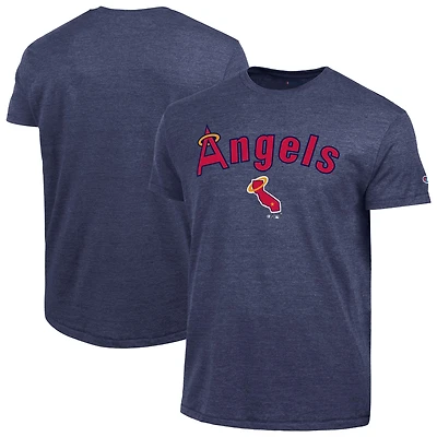 Men's Champion Navy California Angels Cooperstown Wordmark Lockup Tri-Blend T-Shirt