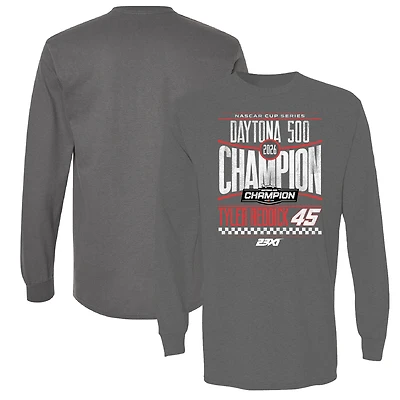 Men's Checkered Flag Sports Charcoal Tyler Reddick 2026 Daytona 500 Champion Long Sleeve T-Shirt