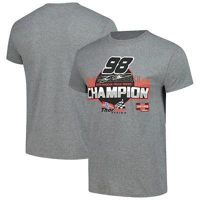 Men's Checkered Flag Sports Heather Charcoal Ty Majeski 2024 NASCAR Craftsman Truck Series Champion T-Shirt