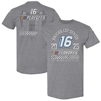 T-shirt gris chiné pour homme avec drapeau à damier et alignement des équipes séries éliminatoires