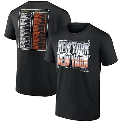 Men's Fanatics Black New York Yankees vs. Mets 2025 Subway Series Roster T-Shirt