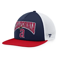Casquette Snapback de camionneur en mousse sur le devant en mousse Fanatics pour hommes, bleu marine/rouge