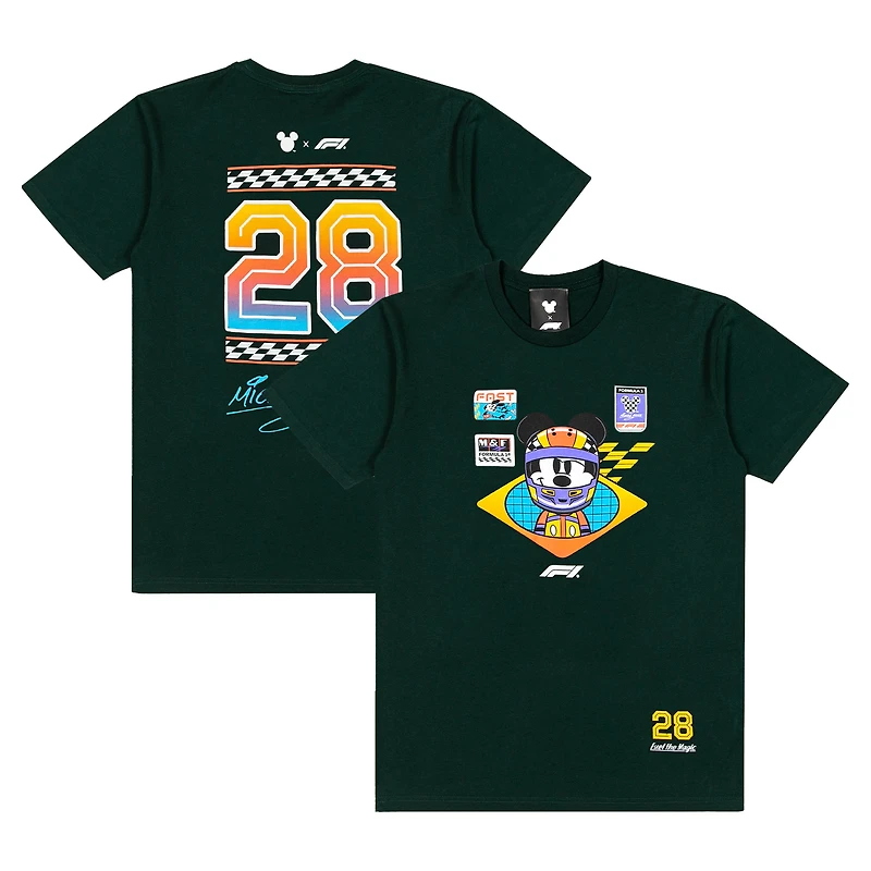 T-shirt homme vert forêt Formule 1 x Disney Mickey Casque