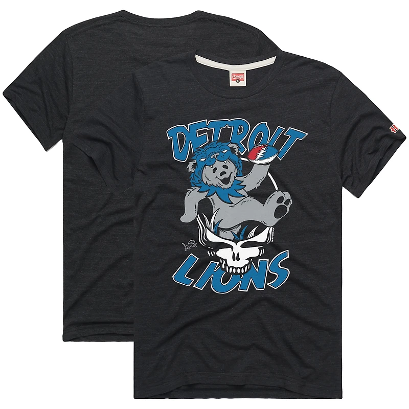 Men's Homage Charcoal Detroit Lions NFL x Grateful Dead Tri-Blend T-Shirt