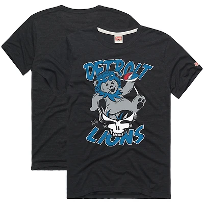 Men's Homage Charcoal Detroit Lions NFL x Grateful Dead Tri-Blend T-Shirt