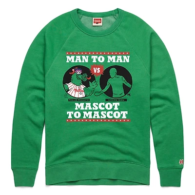 Men's Homage  Green Philadelphia Phillies x It's Always Sunny Phillie Phanatic vs Man Sweatshirt
