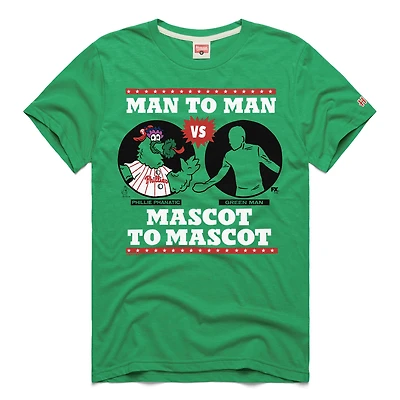 Men's Homage  Green Philadelphia Phillies x It's Always Sunny Phillie Phanatic vs Man T-Shirt